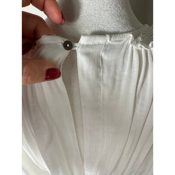 Free People Boho Tie V Neck White Sleeveless Blouse Large - Picture 5 of 10